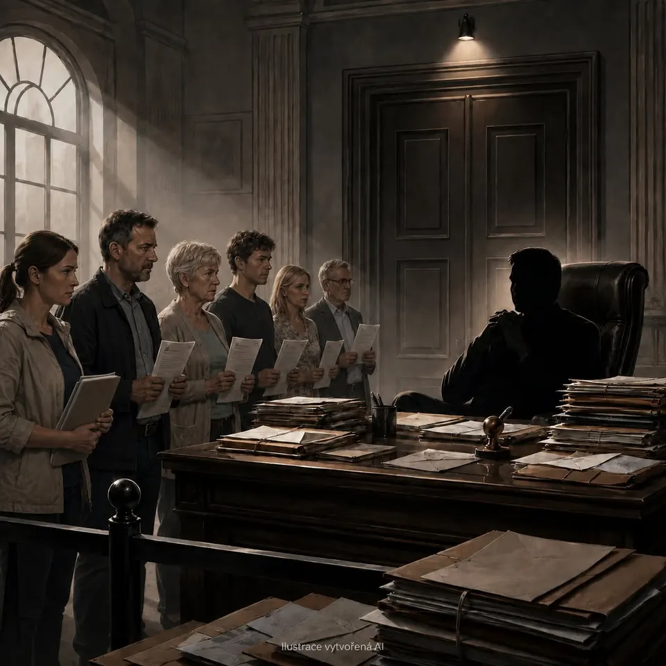 Ilustrace občanů předkládajících své podněty vedení obce